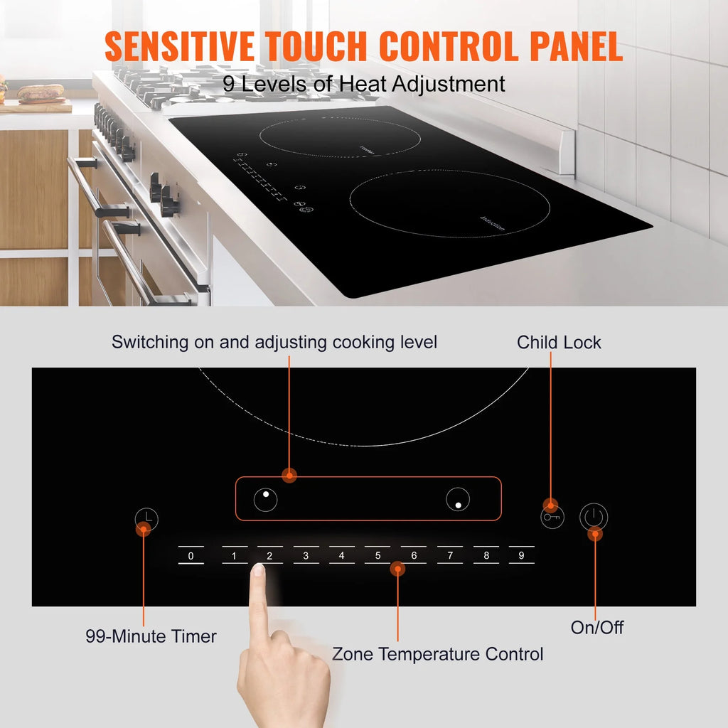 2 Burners Ceramic Glass Electric Cooktop K8768