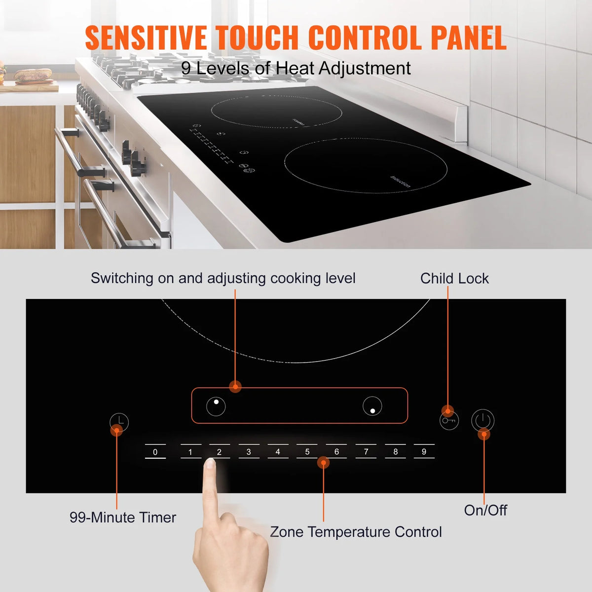 2 Burners Ceramic Glass Electric Cooktop K8768