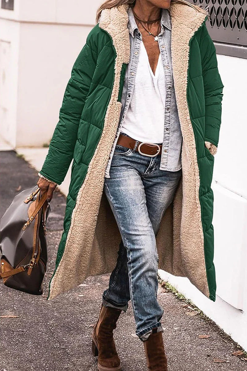 Solid Hooded Collar Outerwear P70984