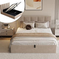 California King Size Lift-Up Storage Upholstered Platform Bed Beige H6948