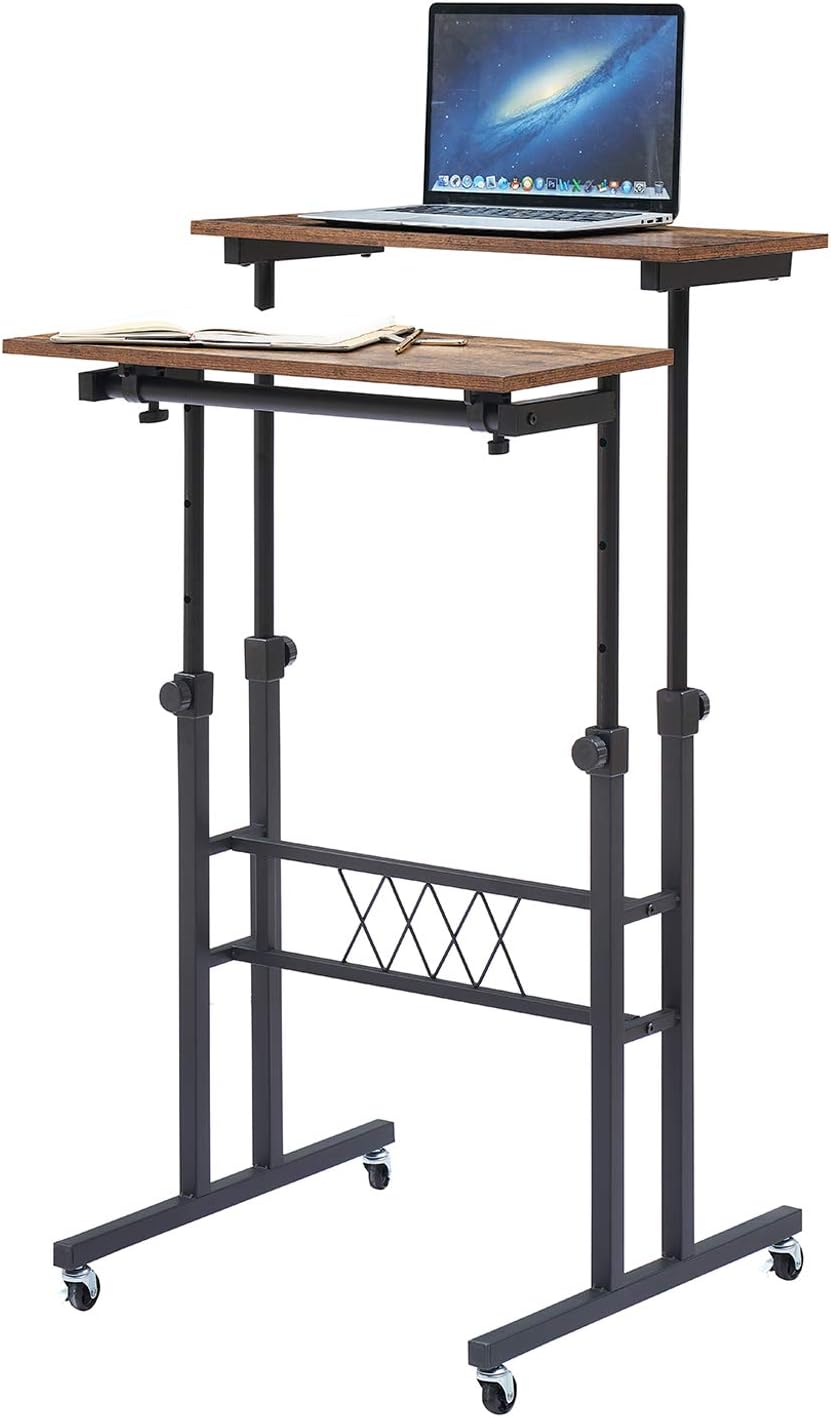 Black Wood Grain Adjustable Height Standing Desk L25566