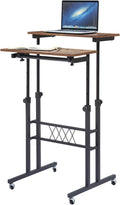 Black Wood Grain Adjustable Height Standing Desk L25566