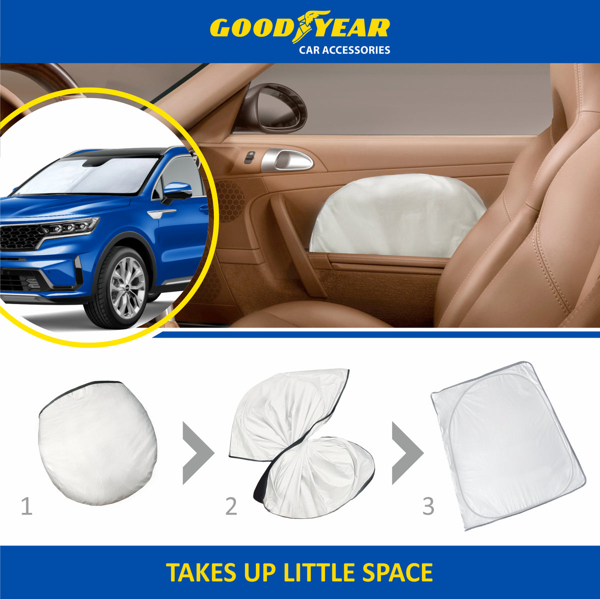 Foldable Windshield Sun Shade for Front Window T2351