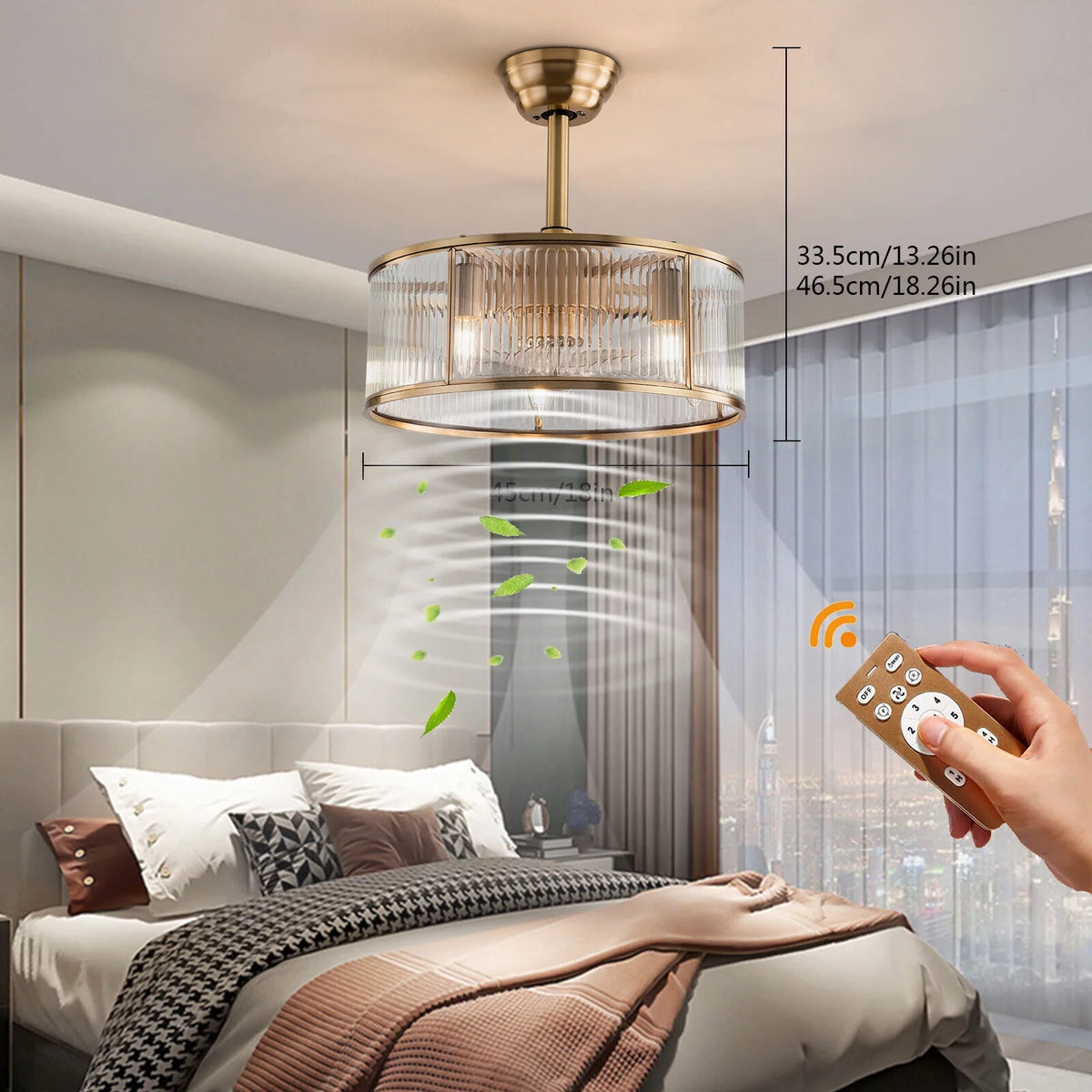 18inch Caged Ceiling Fan Light with Remote Control S195