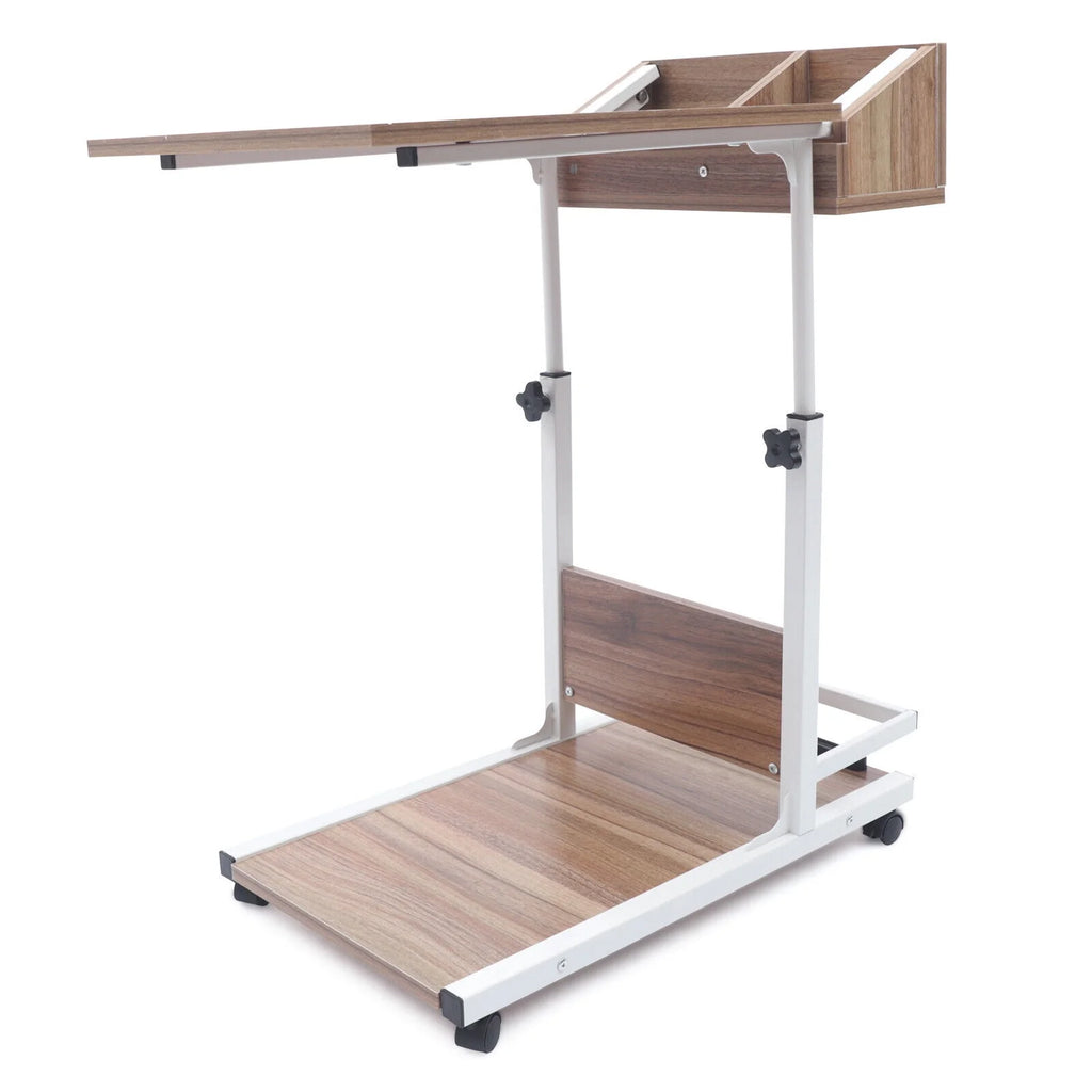 Wooden Bed Side Table with Storage and Wheels Z979947