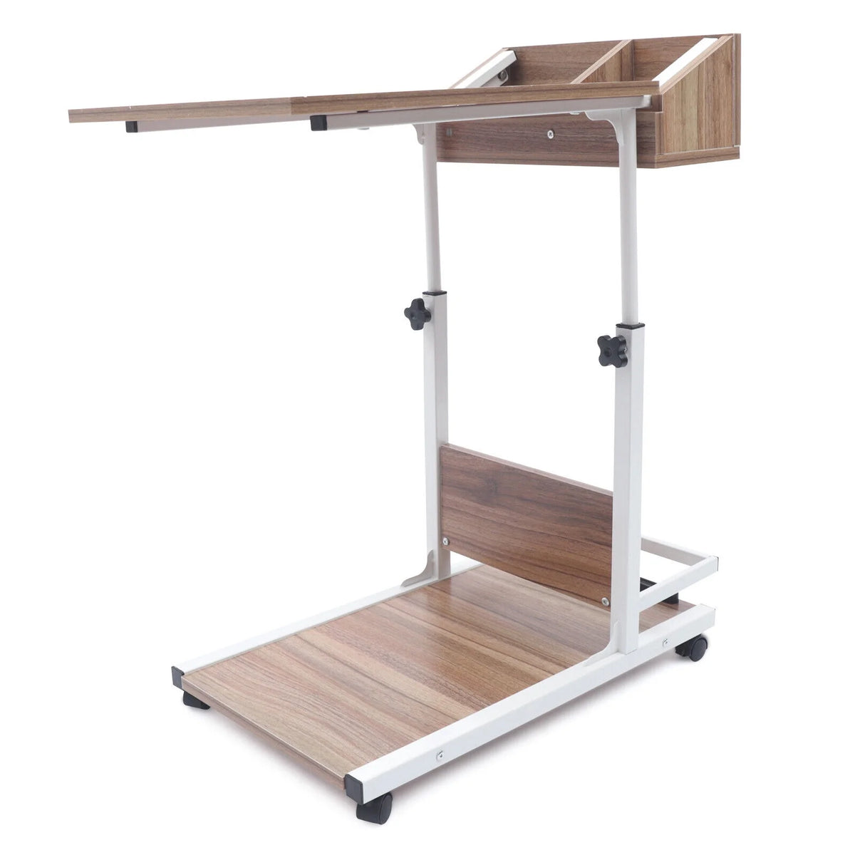 Wooden Bed Side Table with Storage and Wheels Z979947