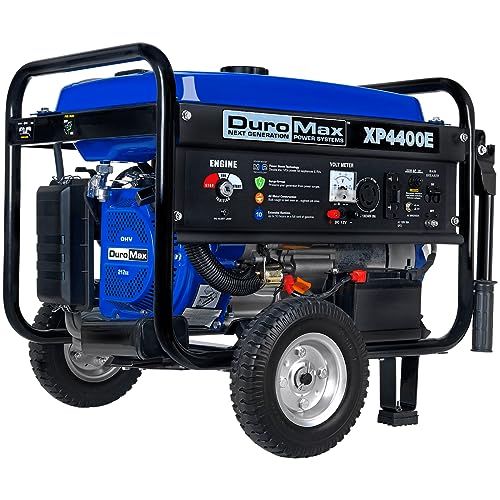 Blue Black Gas Powered Portable Generator 4400 Watt Electric Start M78511
