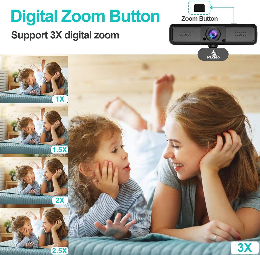 2K 4MP Zoomable Webcam with Privacy Cover & Dual Microphone Z964
