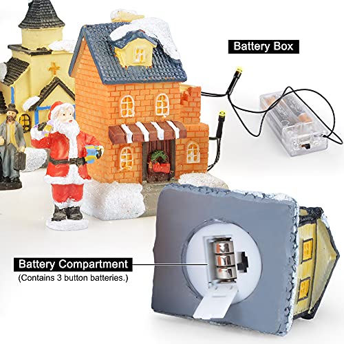 LED Lighted Christmas Village Houses with Figurines X7723