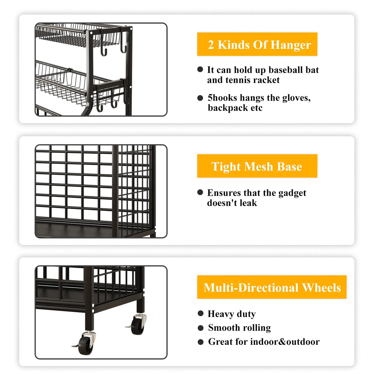 Black Rolling Storage Cart H2213