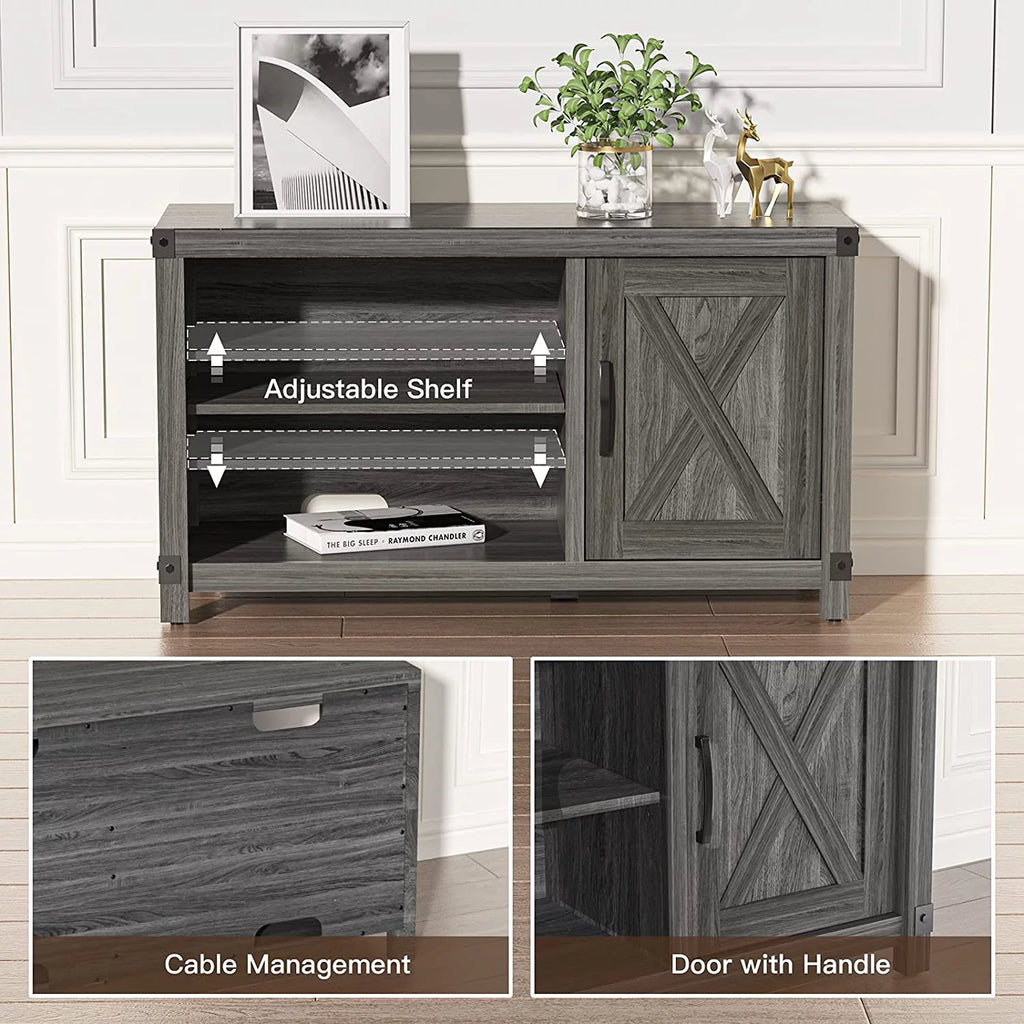Grey Wood TV Stand with Storage C82795