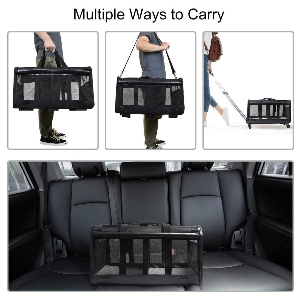 Double-Compartment Pet Rolling Carrier with Wheels R217334