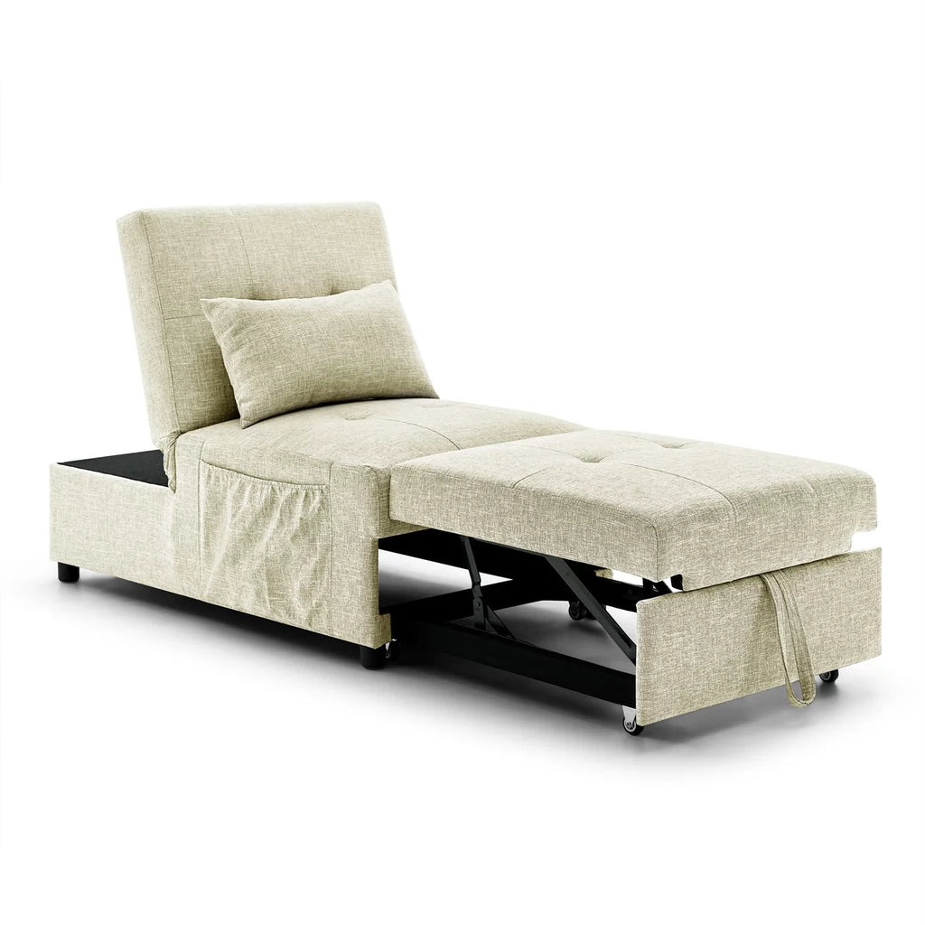 Beige Folding Sofa Bed Chair with Storage Bag S4261