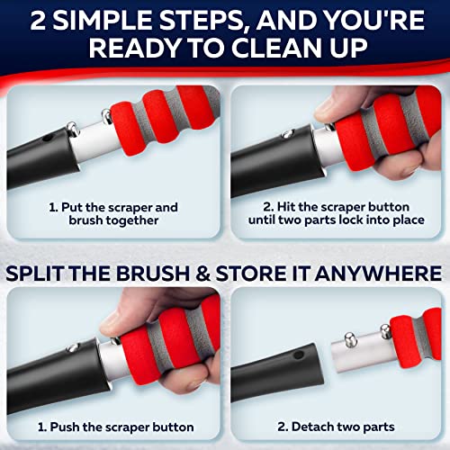 27" Snow Brush & Ice Scrapers with Foam Grip, Detachable, Gray I870