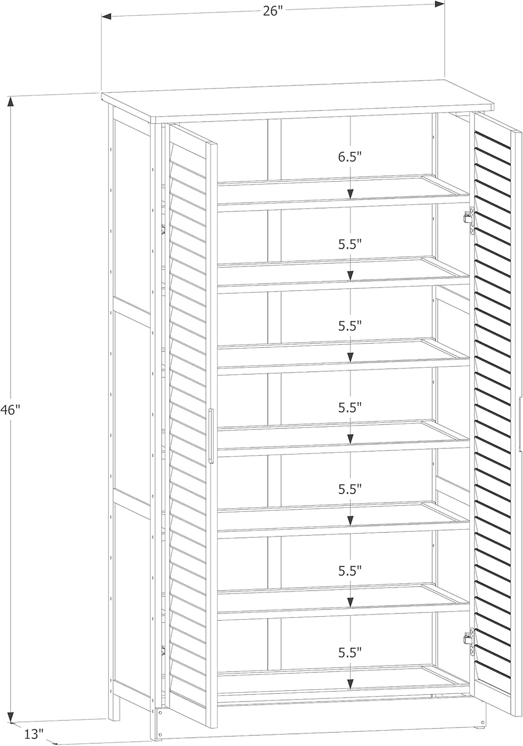 Brown Bamboo Shoe Storage Cabinet with Double Shutter Doors L72298