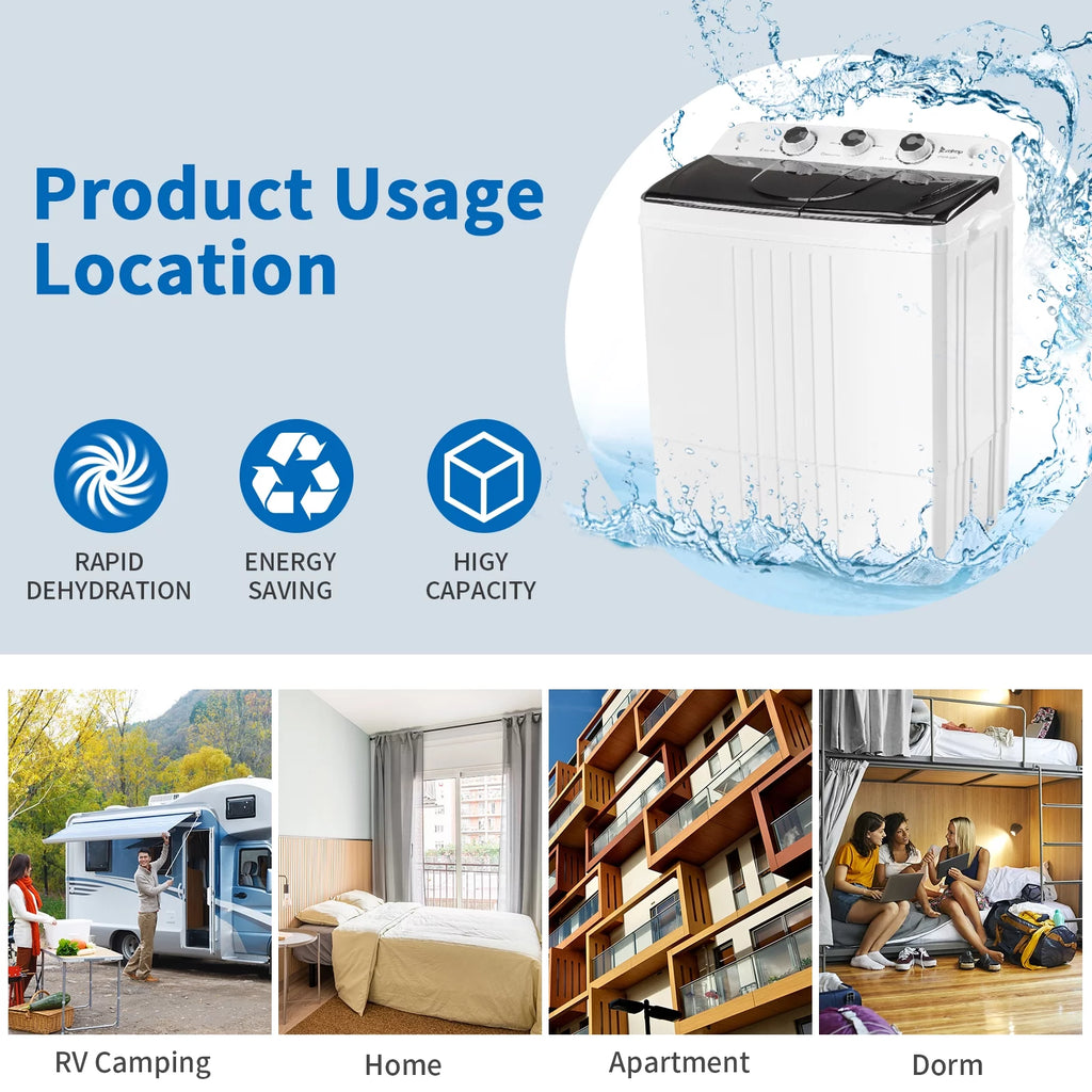 Compact Twin Tub Portable Mini Washing Machine with Drain Pump I871