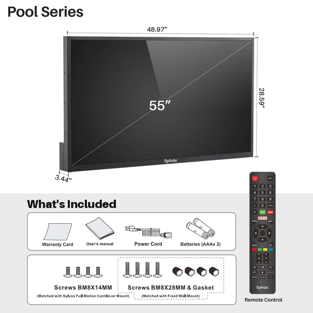 55 inch 2000 Nits 4K UHD IP55 Waterproof Outdoor TV Y535060