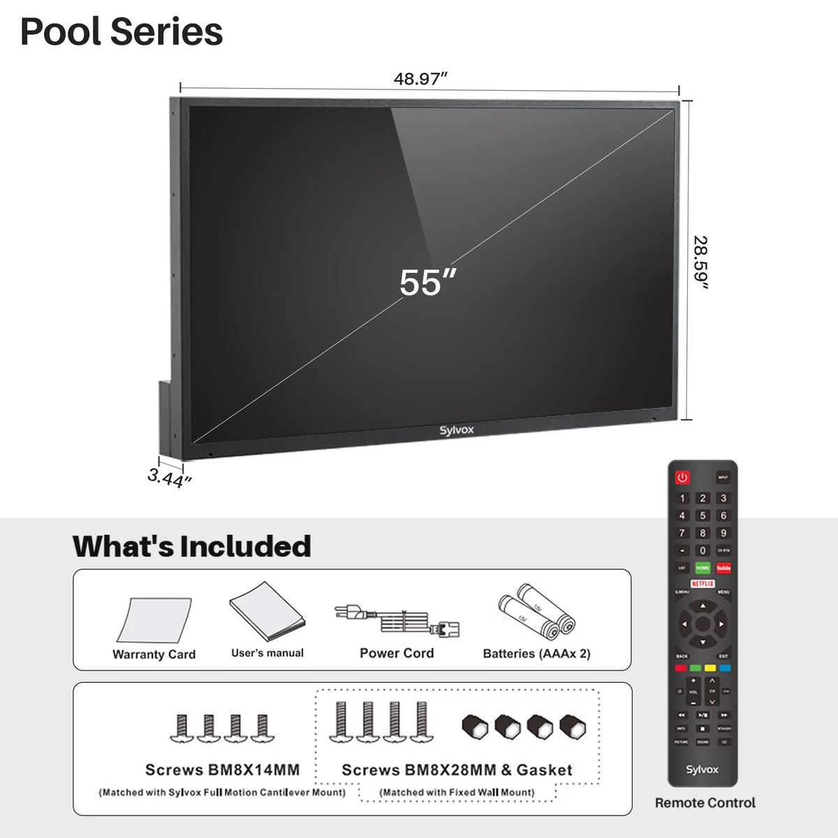 55 inch 2000 Nits 4K UHD IP55 Waterproof Outdoor TV Y535060
