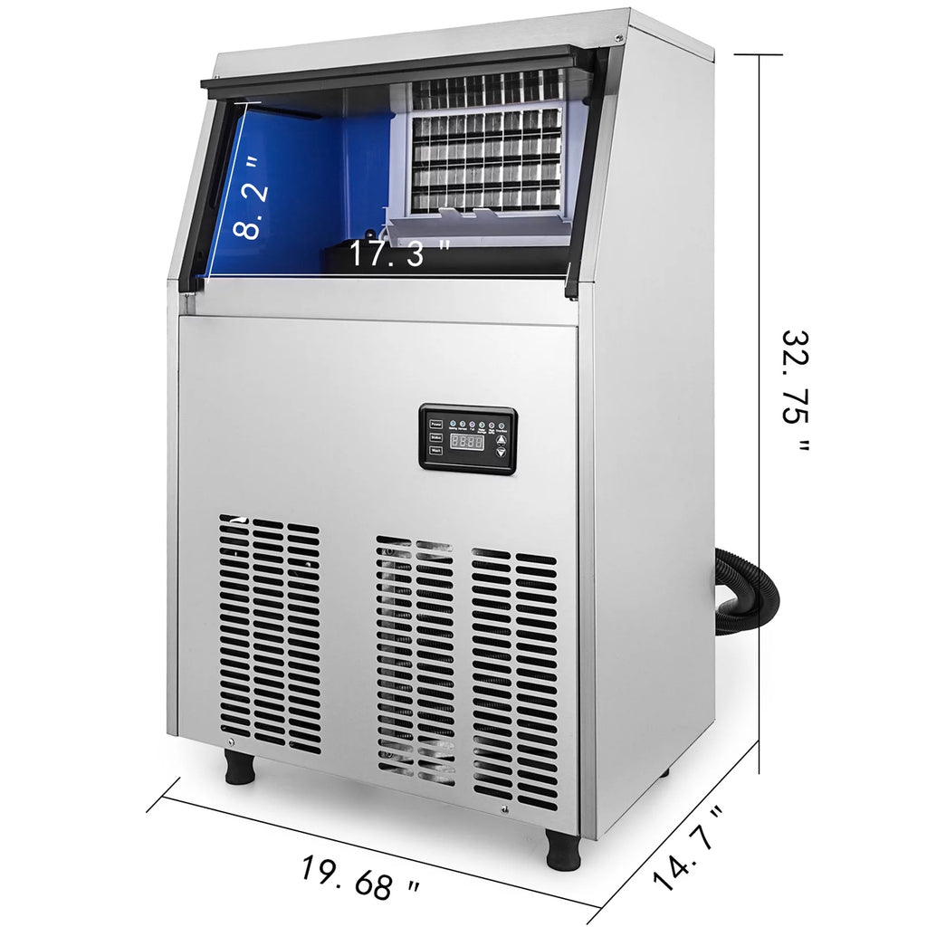 110V Commercial Ice Maker 120-130lbs/24H Stainless Steel K623