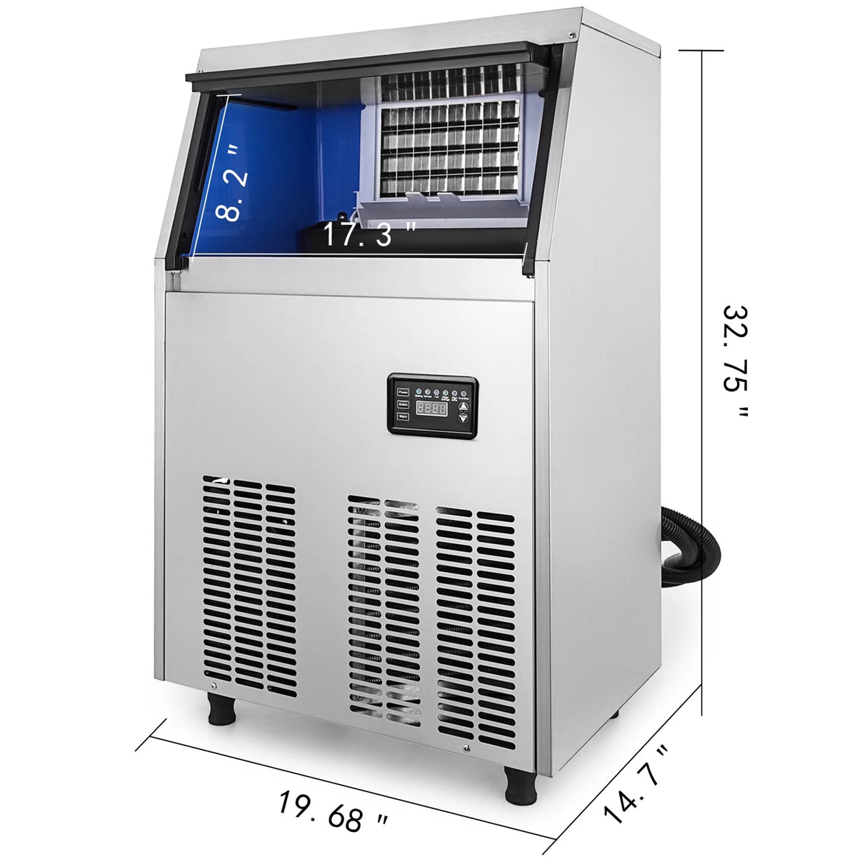 110V Commercial Ice Maker 120-130lbs/24H Stainless Steel K623