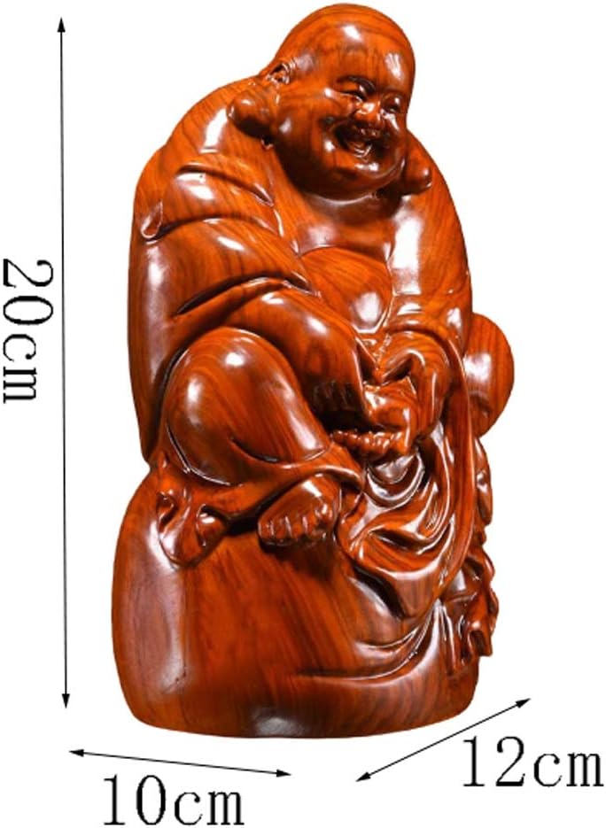 7.88 Inches Huanghuali Wood Carving Maitreya Buddha Statue L428