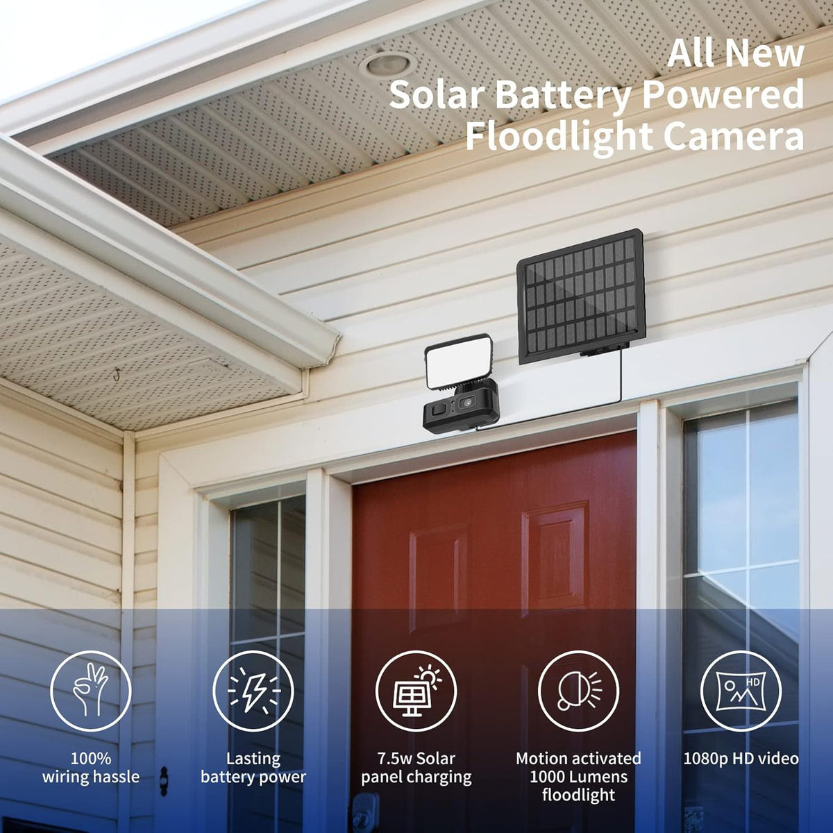 Wireless Solar Battery Powered Outdoor Security Camera with 2-Way Audio and IP66 Waterproof N616820