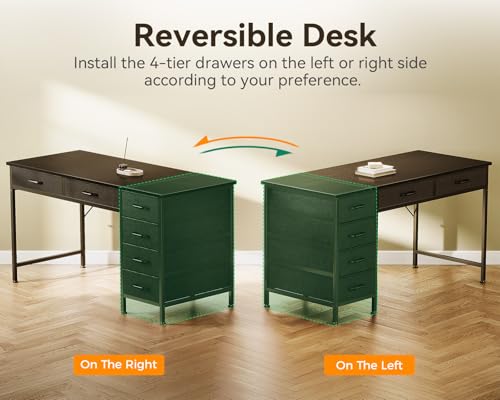 Rustic Brown 40 Inch Computer Desk with 6 Drawers L949