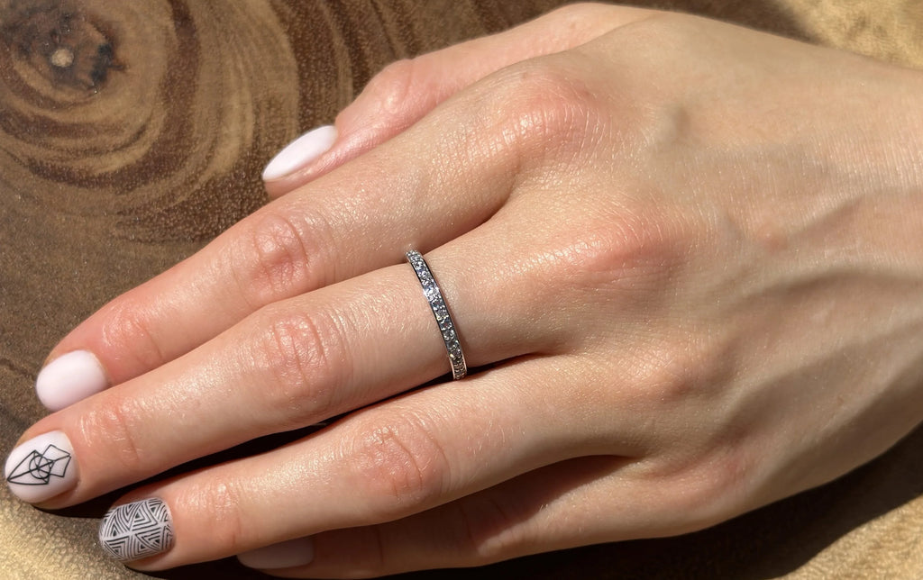 14K Rose Gold Half Eternity Band 0.12ct Natural Diamond Aquamarine K72915
