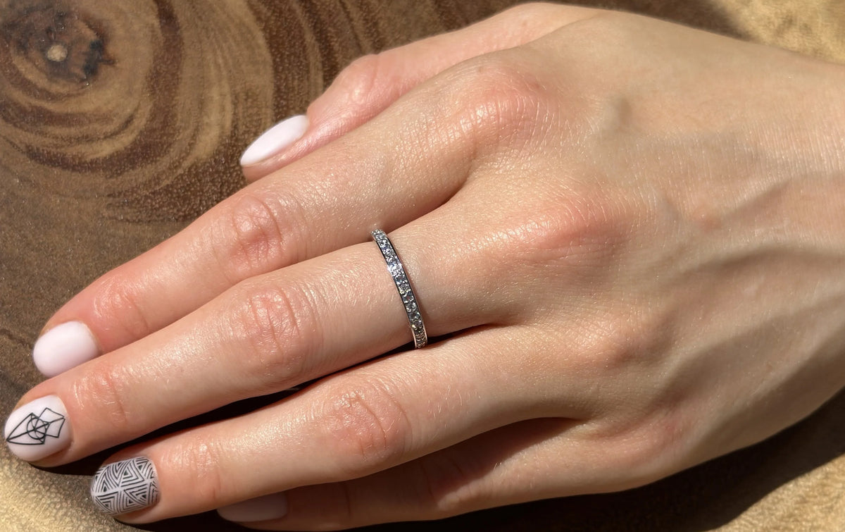 14K Rose Gold Half Eternity Band 0.12ct Natural Diamond Aquamarine K72915