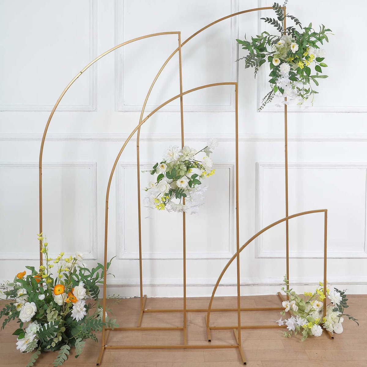 Gold Metal Half Moon Arch Backdrop Stand Set Of 4 E9761