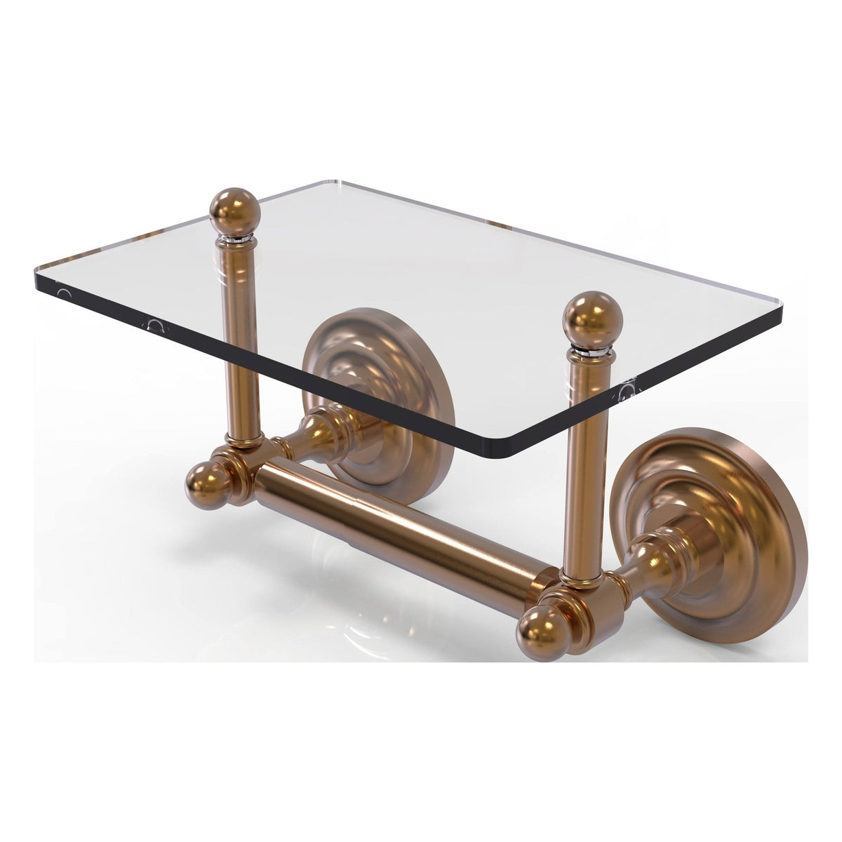 Brushed Bronze Toilet Tissue Holder with Glass Shelf C8761