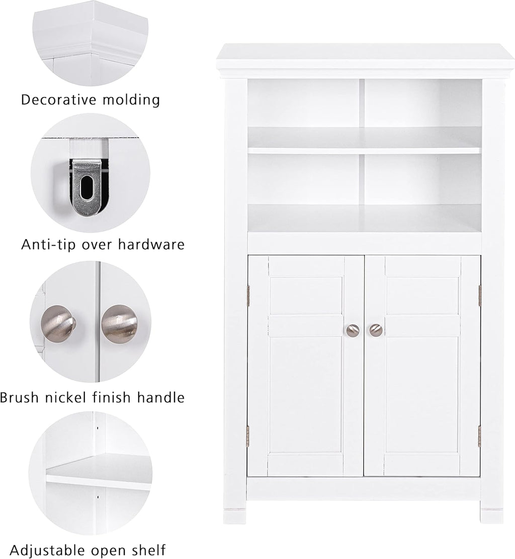 Freestanding Bathroom Cabinet with Doors and Adjustable Shelf, White Q220670