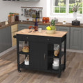 White Kitchen Cart on Wheels with Wood Top P750