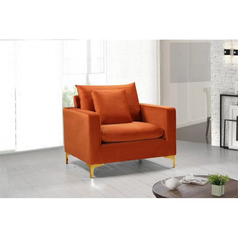 2 Piece Velvet Accent Chair Set in Cognac Orange Z51147