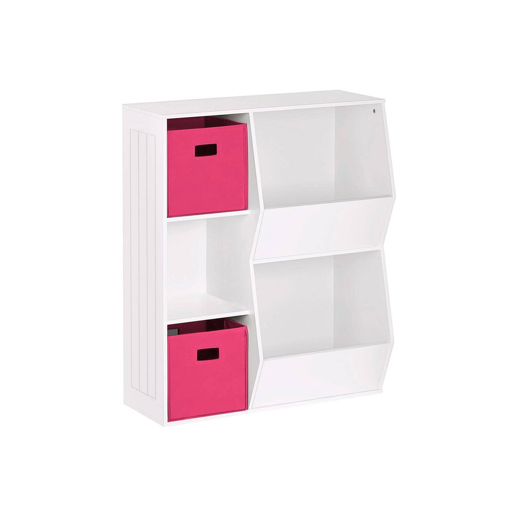 Kids' Floor Cabinet Set with 2 Bins White Hot Pink D3101