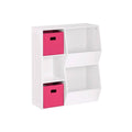 Kids' Floor Cabinet Set with 2 Bins White Hot Pink D3101