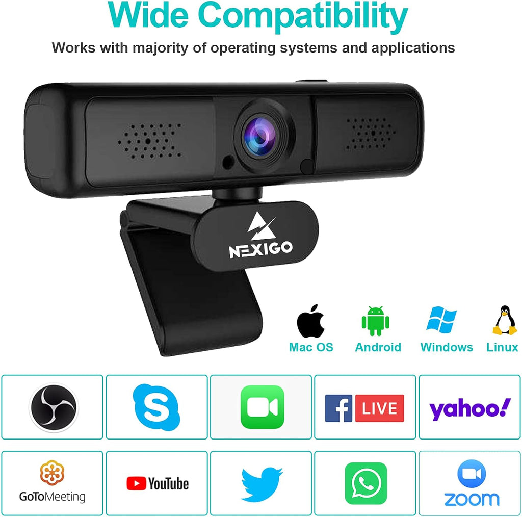 2K 4MP Zoomable Webcam with Privacy Cover & Dual Microphone Z964