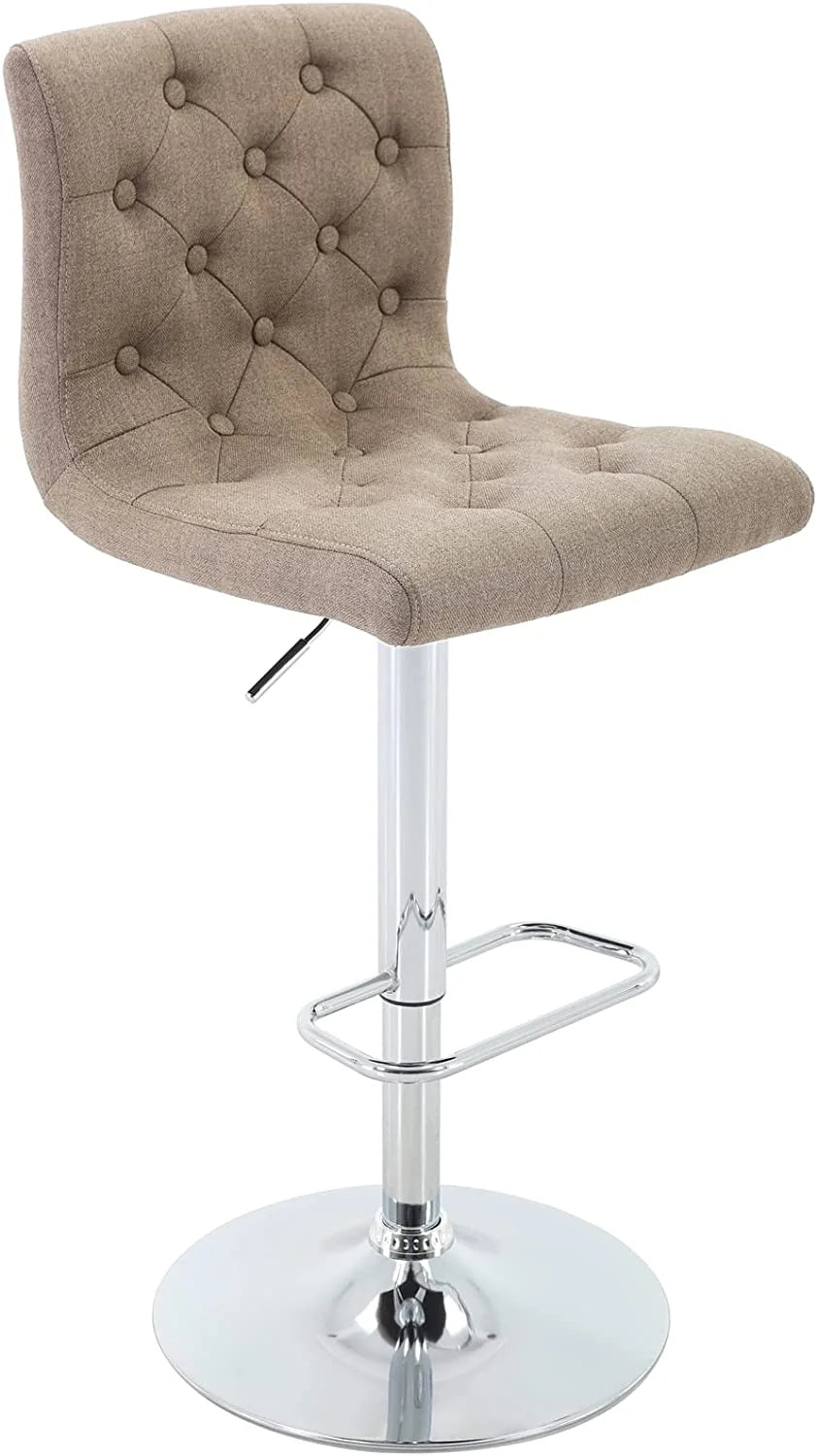 Tufted Swivel Bar Stool with Back, Fabric Upholstered Armless Bar Chair V352