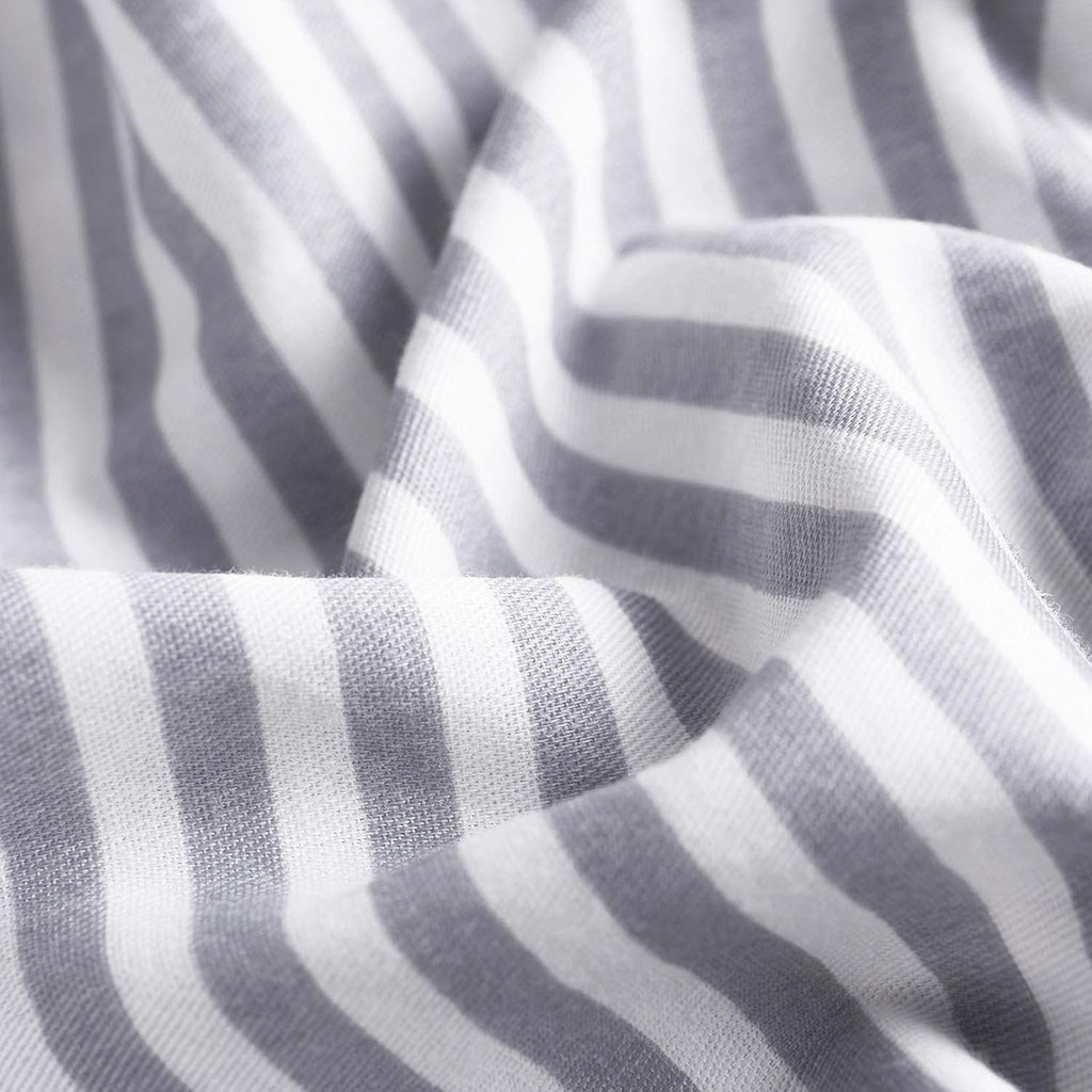 Gray White Striped 100% Cotton Duvet Cover Set, California King Size G315089