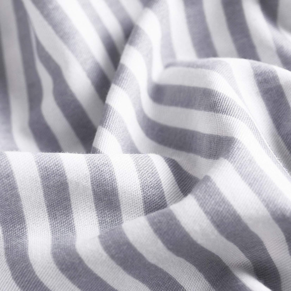 Gray White Striped 100% Cotton Duvet Cover Set, California King Size G315089