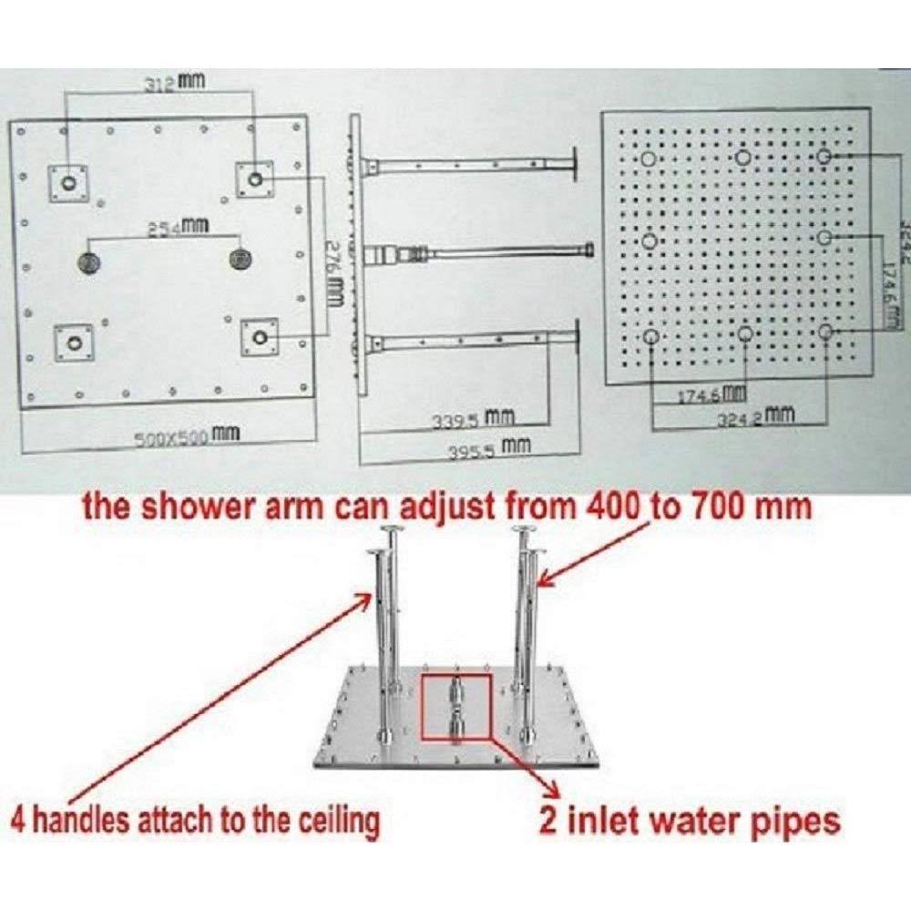 Rainfall LED Shower Set Double-Function Valve Brass Handheld Shower Oil Rubbed Bronze P2653