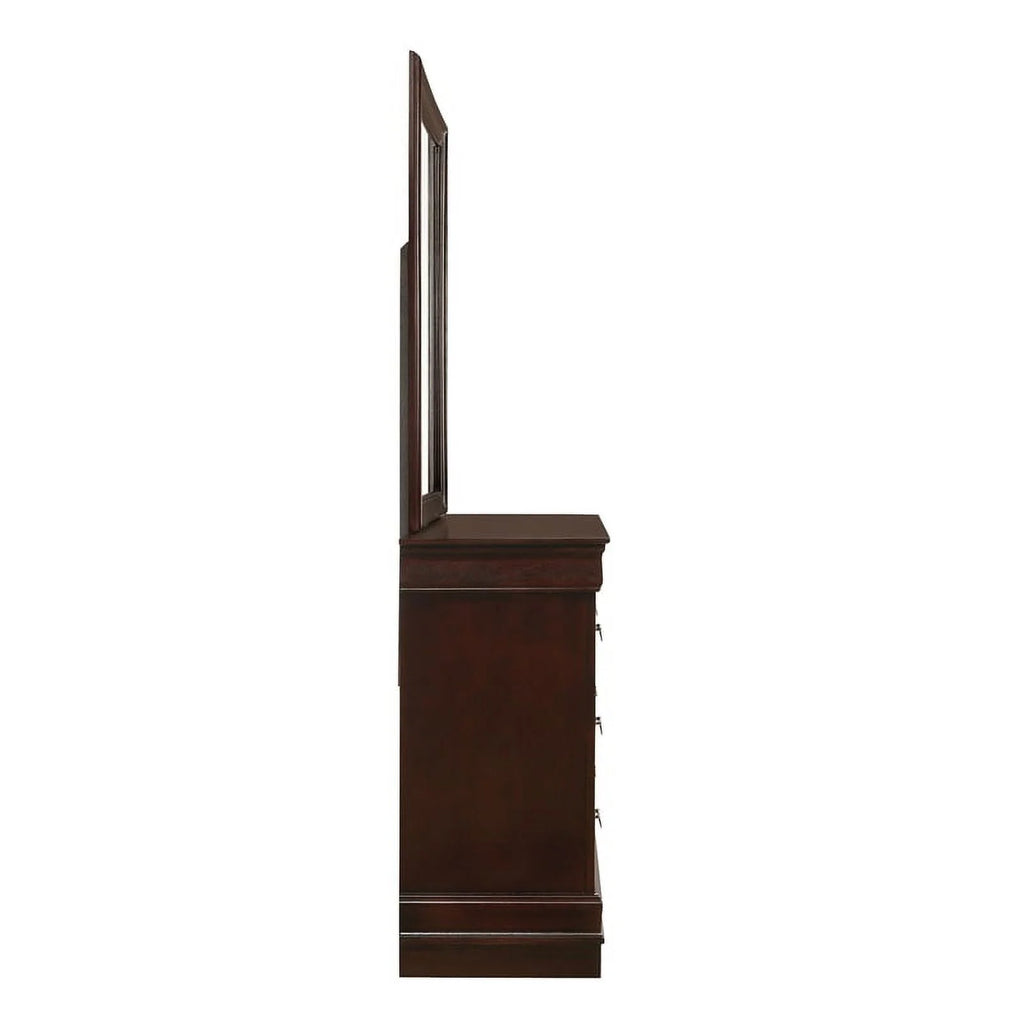Cherry Wood 6-Drawer Dresser & Mirror E6989