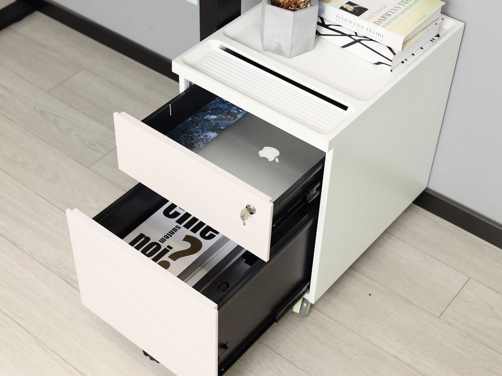 Pink 2-Drawer Metal Filing Cabinet with Wheels L665