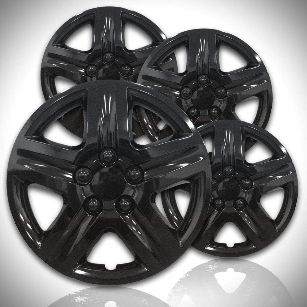Chrome 16" Gloss Black Hubcap Kit ABS Deluxe 4 Pack K4536