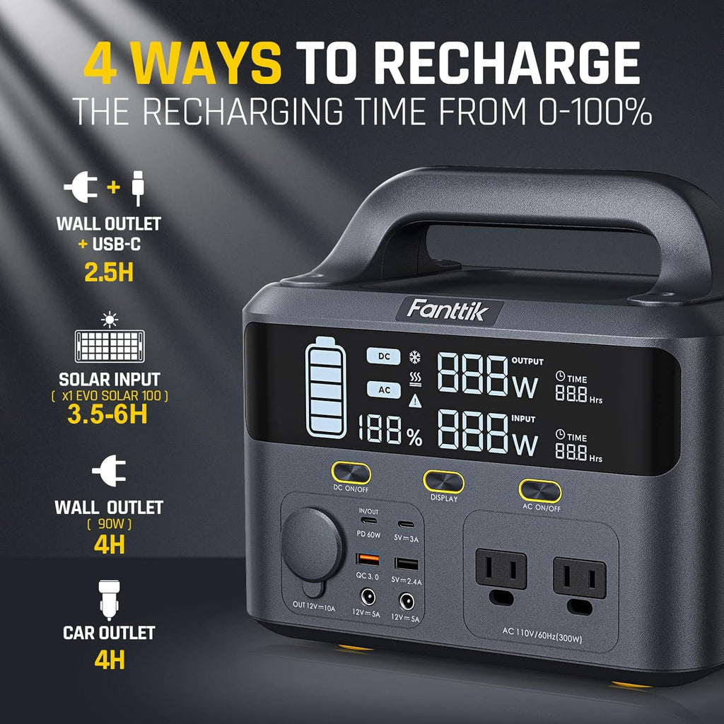 Portable Power Station 299Wh Lithium Battery with 2 AC Outlets T289902