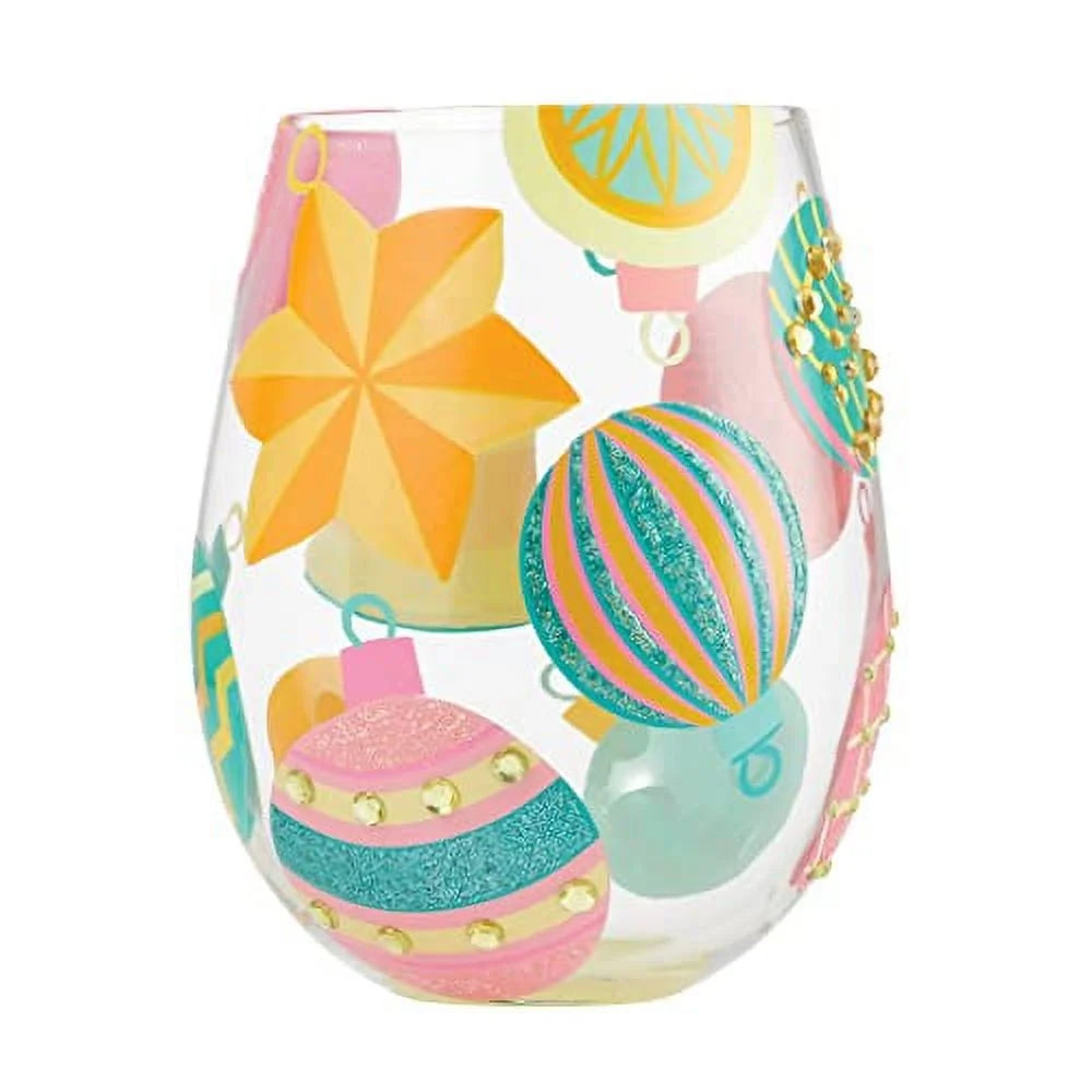 Hand Painted Stemless Wine Glass N74119