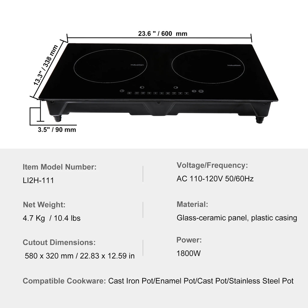 2 Burners Ceramic Glass Electric Cooktop K8768