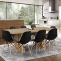 9 Piece Kitchen Table Set with 8 Black Plastic Chairs O1705