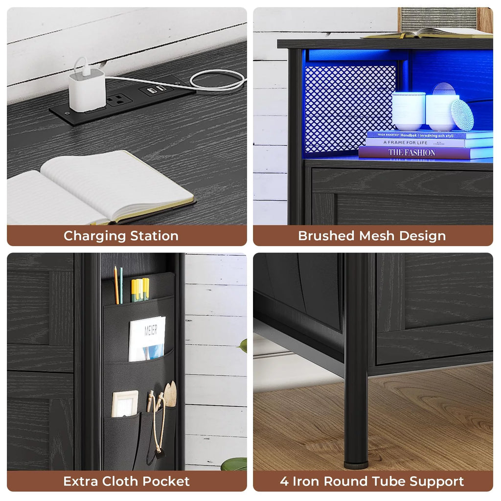Black 4 Drawer Dresser with Charging Station D3163