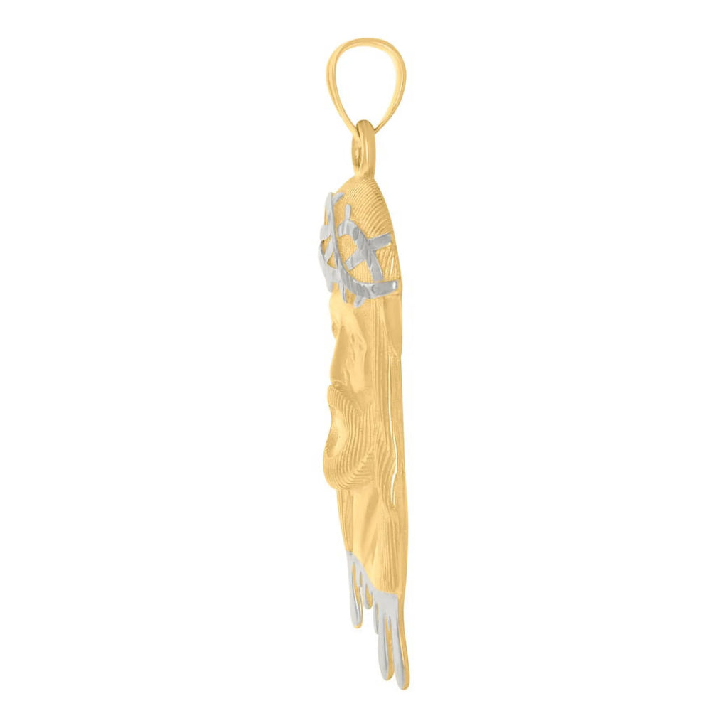 10k Two Tone Gold Mens Jesus Pendant Necklace L556805